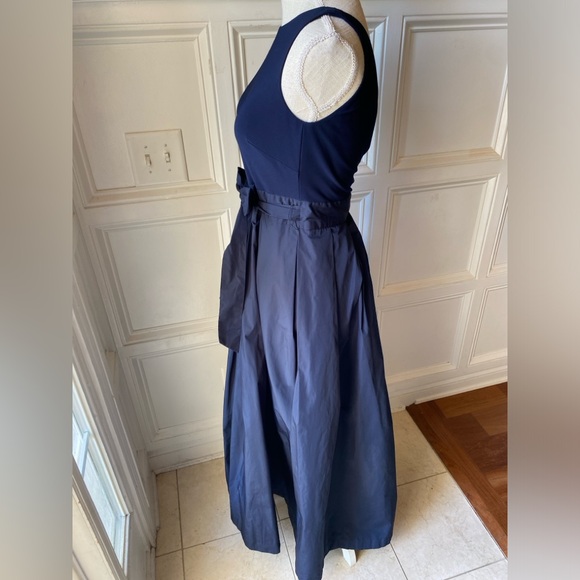 SOLD LAUREN RALPH LAUREN AGNI 4P DARK BLUE NAVY MAXI DRESS JERSEY TAFETTA BOW - Picture 5 of 9